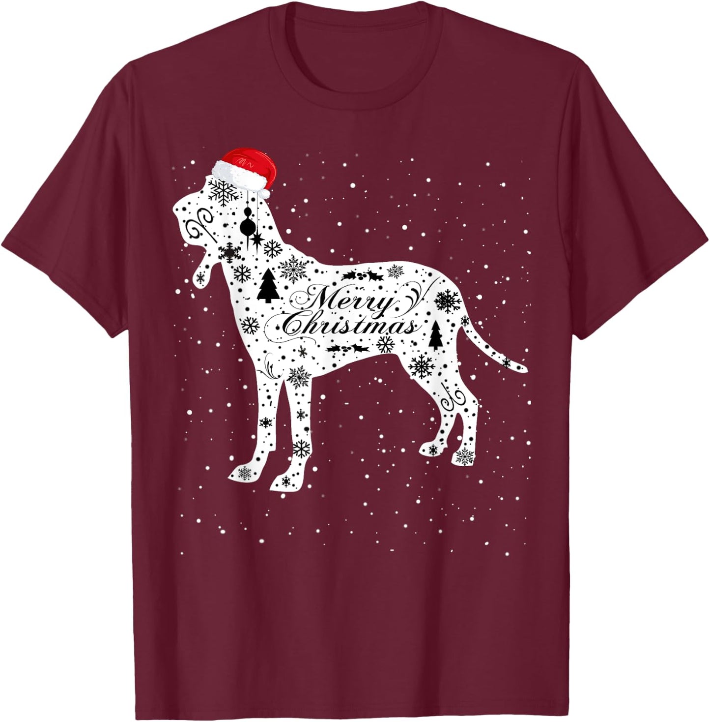 Merry Xmas Braco Italiano Dog Christmas T-Shirt - T-Shirt | Maroon