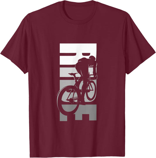 Road Biking Bicycle Cycling T-Shirt - T-Shirt | Maroon