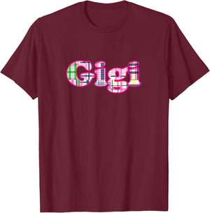 Cute Gigi Madras Plaid for the Southern Preppy Grandma T-Shirt - T-Shirt | Maroon