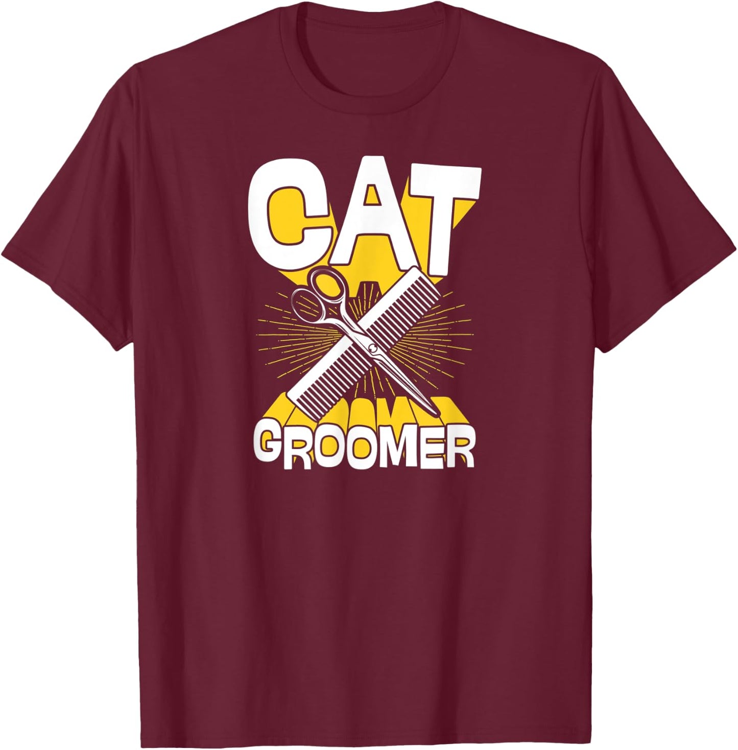 Cat Groomer Cute Retro Vintage Style Funny Comb Scissors Women T-Shirt - T-Shirt | Maroon
