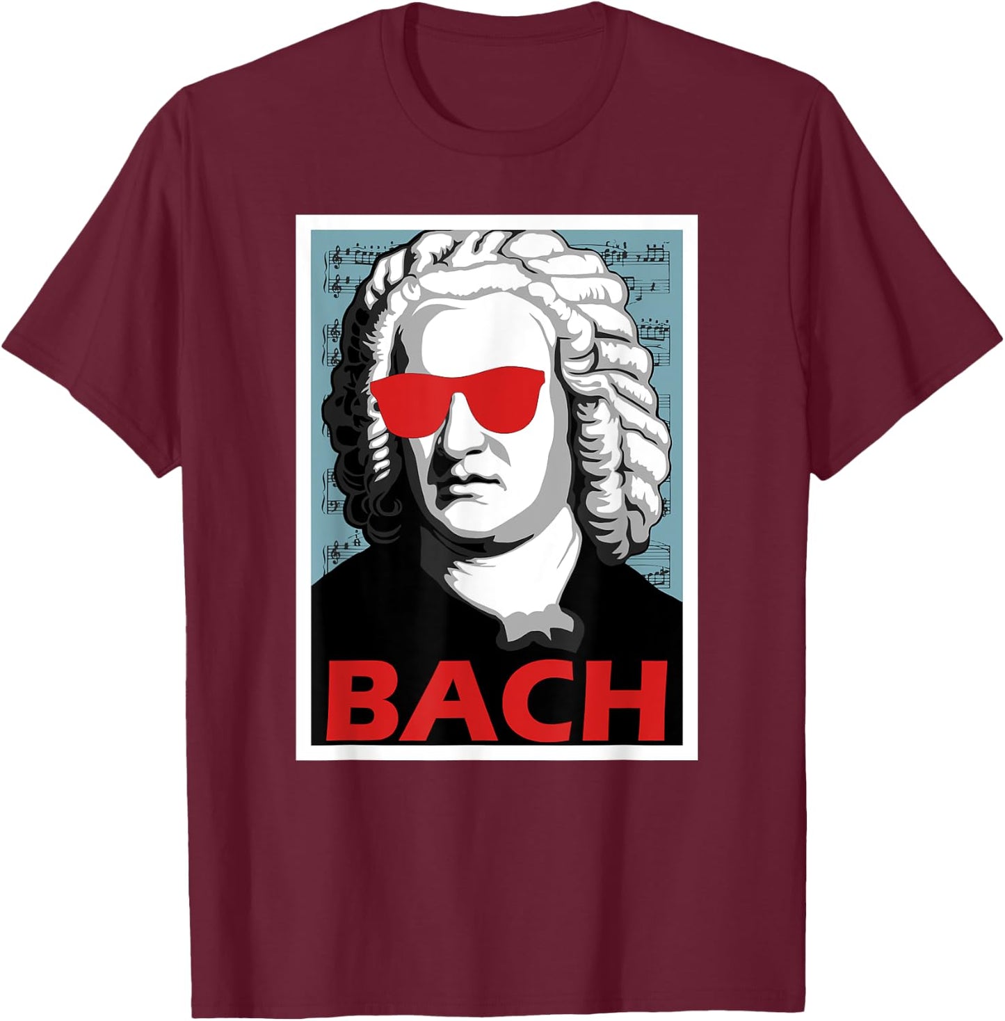 Johann Sebastian Bach Poster Style Graphic T-Shirt - T-Shirt | Maroon