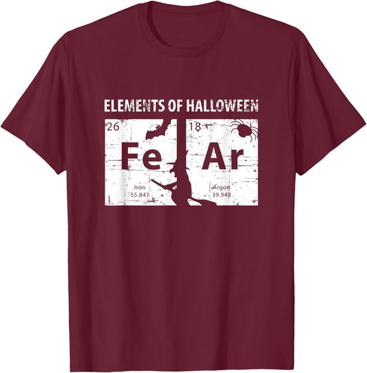 Elements Of Halloween Shirt (FeAr) Periodically T-Shirt - T-Shirt | Maroon