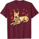 Carolina Dog Dog With Stuffed Animal And Hearts T-Shirt - T-Shirt | Maroon