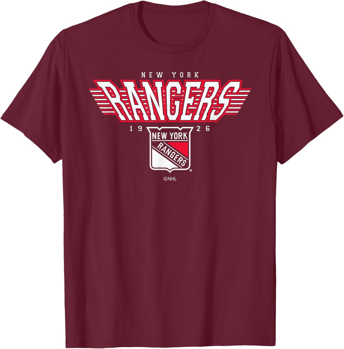 New York Rangers Laser Royal Blue Officially Licensed T-Shirt - T-Shirt | Maroon
