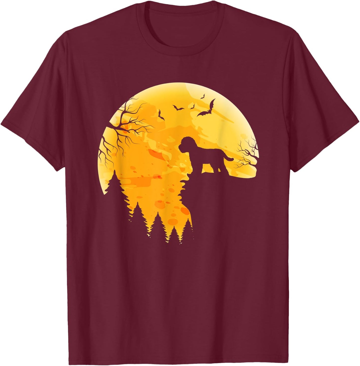 Cockapoo Lovers Halloween Moon T-Shirt - T-Shirt | Maroon