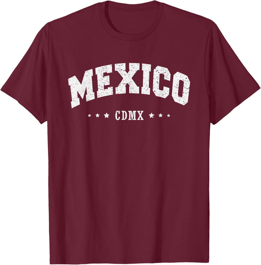 Mexico CDMX Retro Vintage City Gift Men Women Kids T-Shirt - T-Shirt | Maroon
