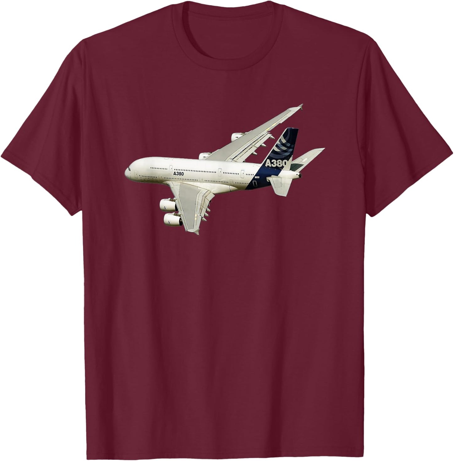 A380 Airline Jet Aeroplane T-Shirt - T-Shirt | Maroon