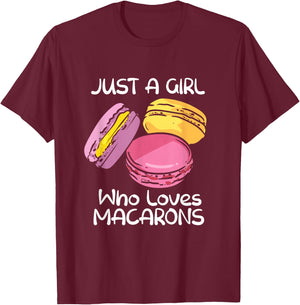 Just A Girl Who Loves Macarons Macaroon French Baker Baking T-Shirt - T-Shirt | Maroon