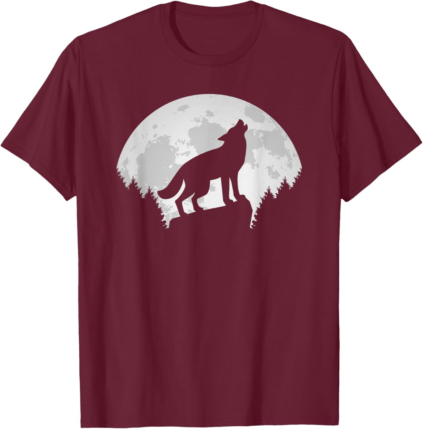 Wolf Moon Wild Animal Wildlife Wolves Nature Men Women T-Shirt - T-Shirt | Maroon