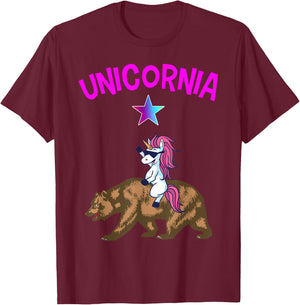 Unicornia Shirt Funny California Unicorn Gift T-Shirt - T-Shirt | Maroon