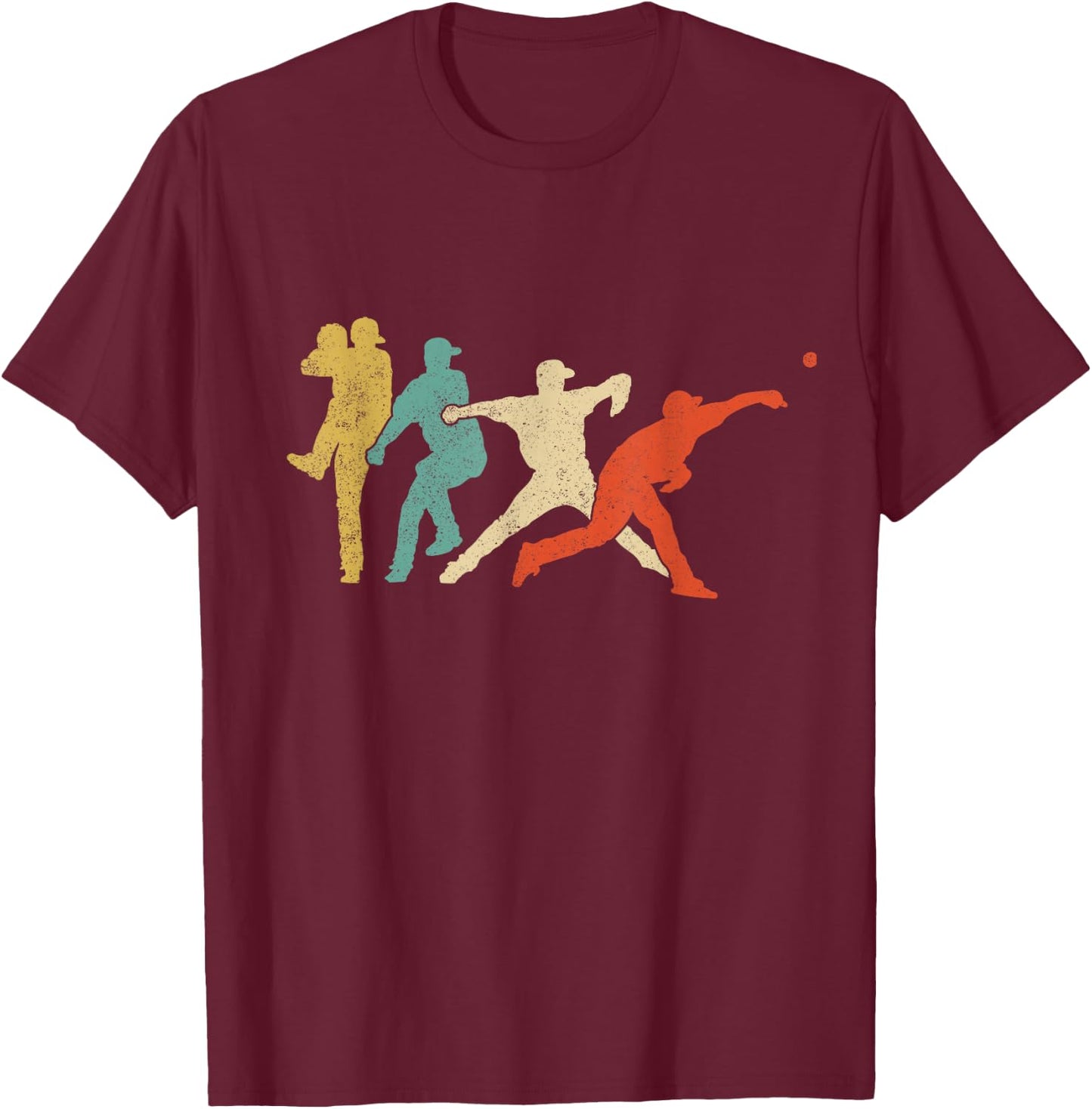Baseball Player Pitcher Retro Team Matching T-Shirt - T-Shirt | Maroon