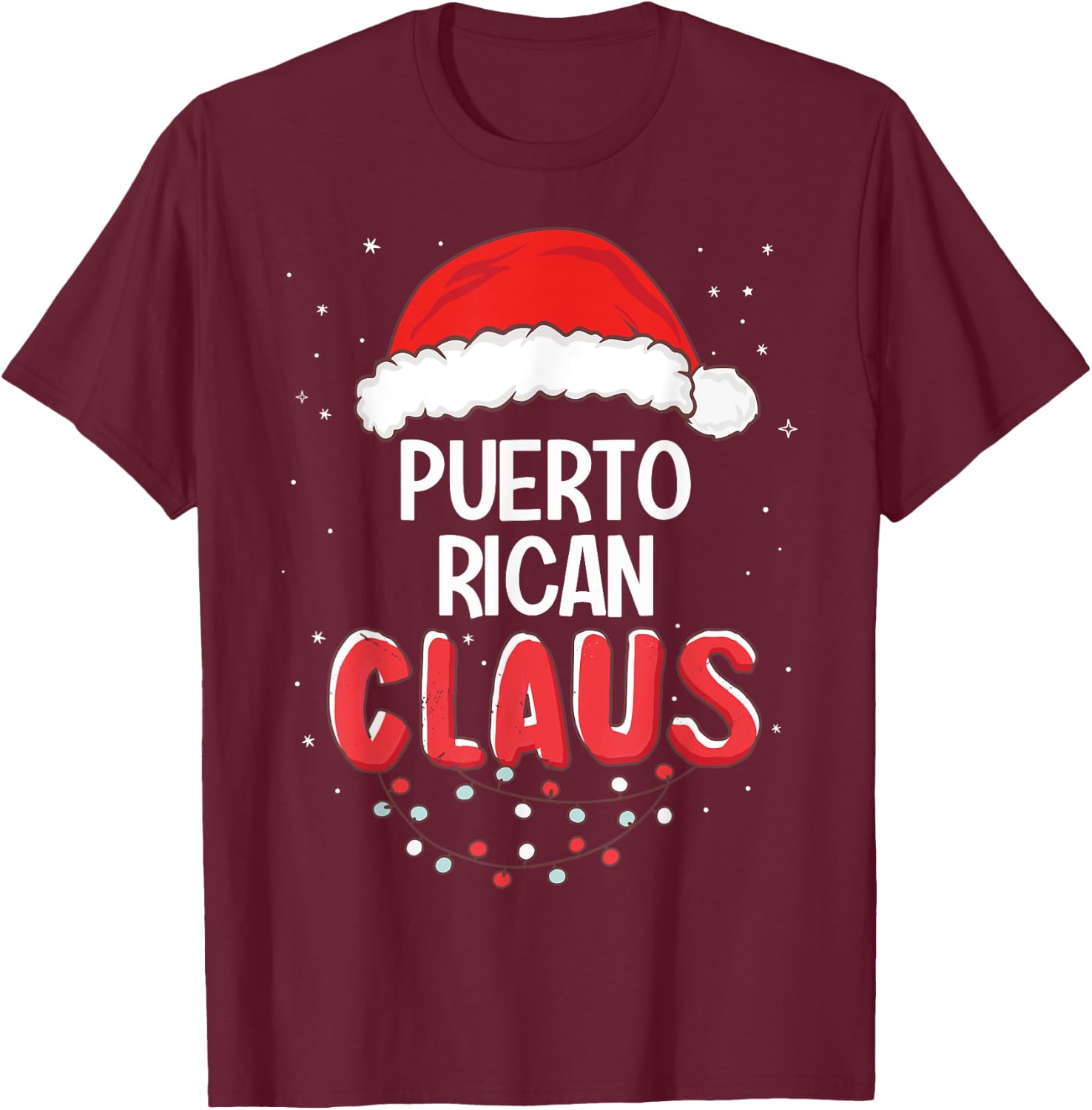Puerto Rican Santa Claus Christmas Matching Costume T-Shirt - T-Shirt | Maroon