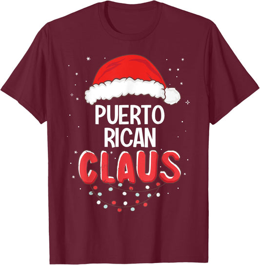 Puerto Rican Santa Claus Christmas Matching Costume T-Shirt - T-Shirt | Maroon