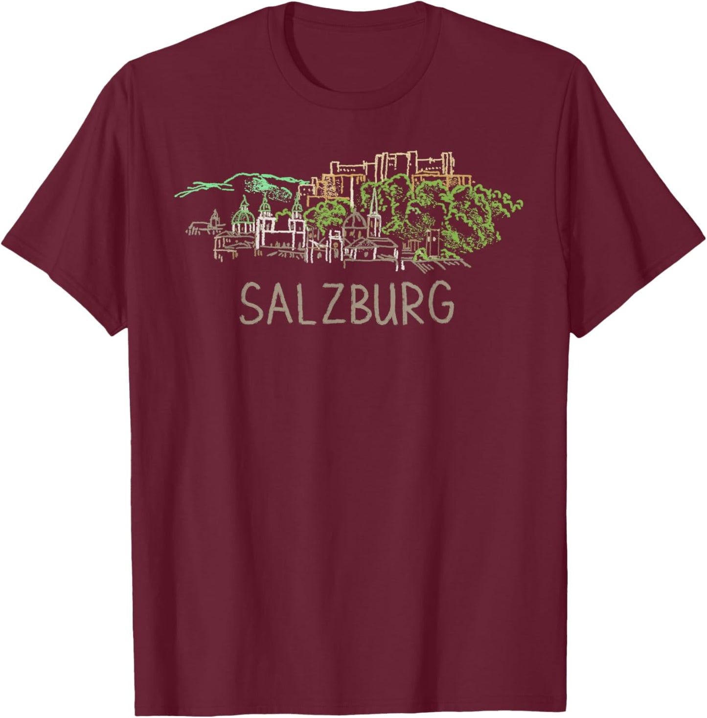 Salzburg Austria Art Gift Men Women T-Shirt - T-Shirt | Maroon
