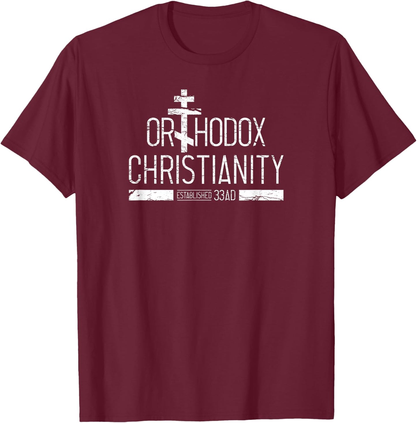 Distressed Orthodox Christian Christian T Shirt T-Shirt - T-Shirt | Maroon