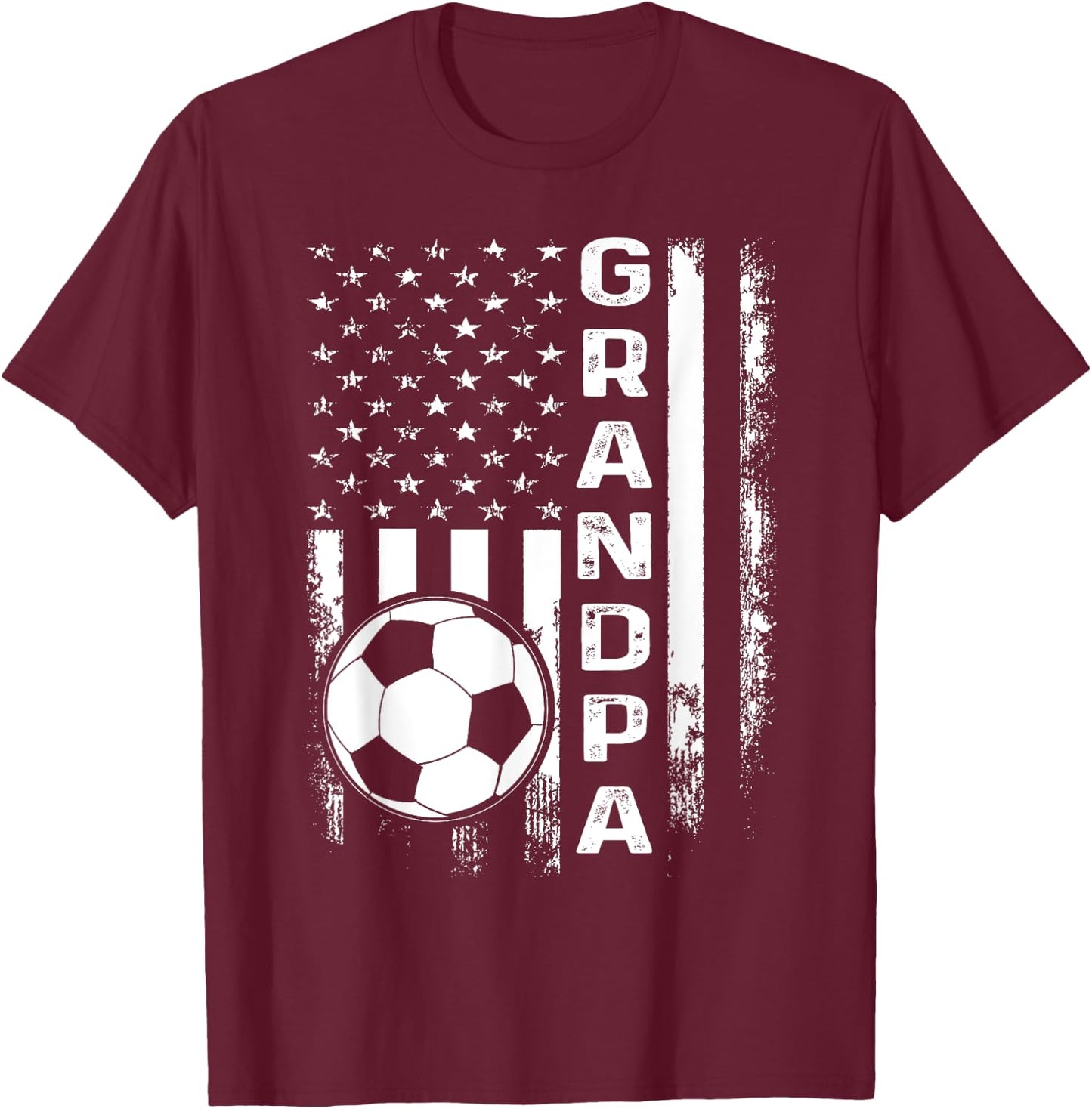 Soccer Grandpa American Flag Vintage Christmas Xmas Women Kids Men T-Shirt - T-Shirt | Maroon