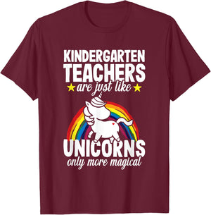 Kindergarten Teacher Unicorns Preschool Appreciation Men Women T-Shirt - T-Shirt | Maroon