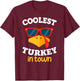 Coolest Turkey In Town Funny Thanksgiving Toddler Boy Girl T-Shirt - T-Shirt | Maroon