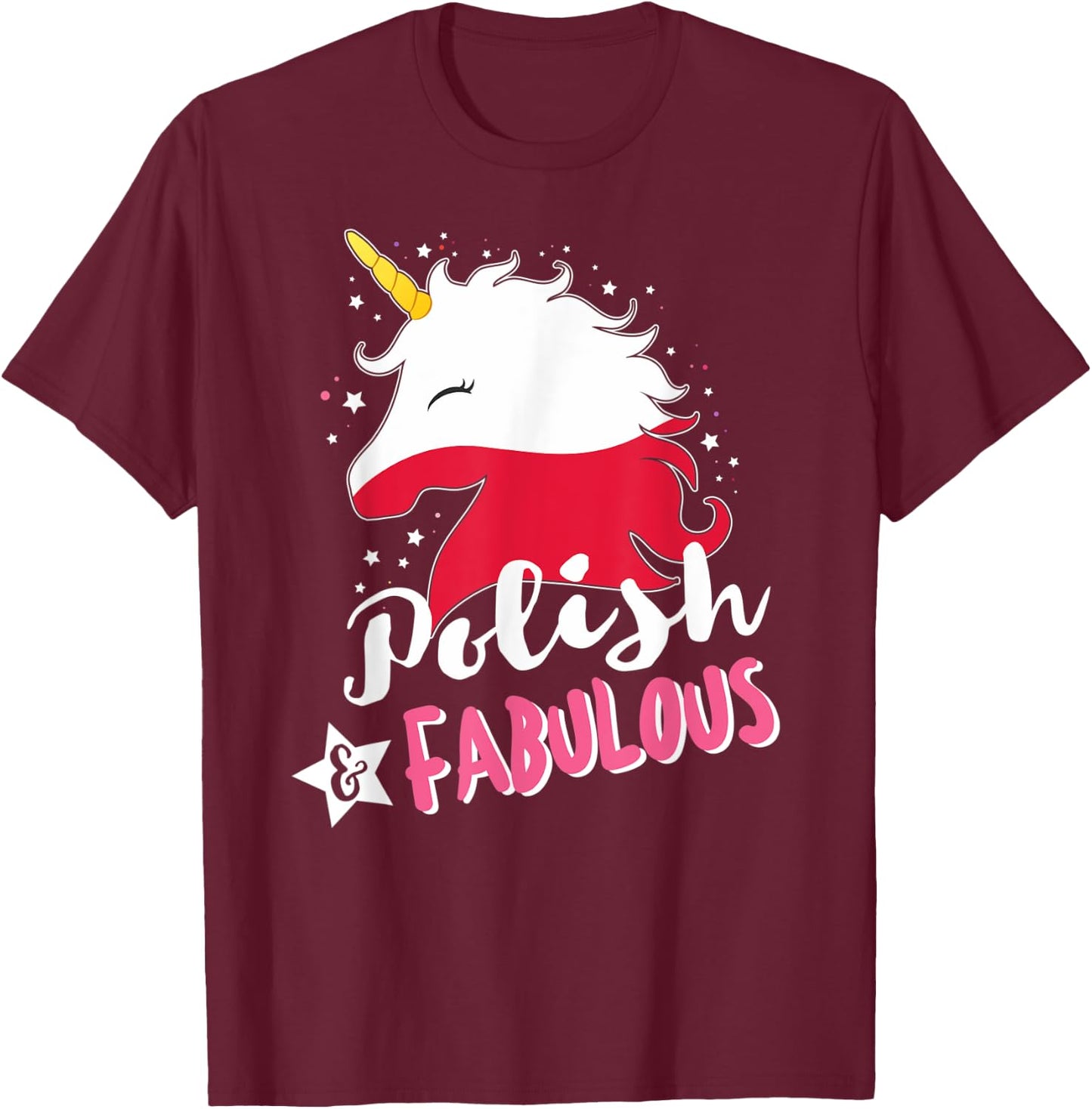 Polish Unicorn Poland Flag T-Shirt - T-Shirt | Maroon