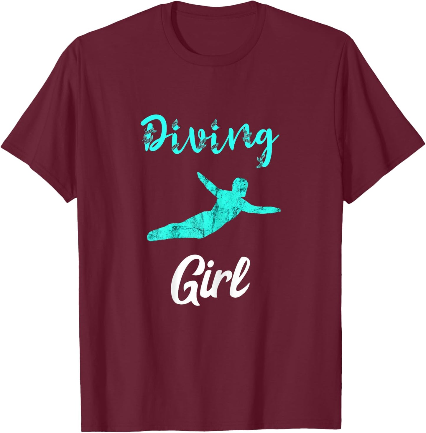 Diving Girl Springboard Platform Diver Dive Swimming Board T-Shirt - T-Shirt | Maroon