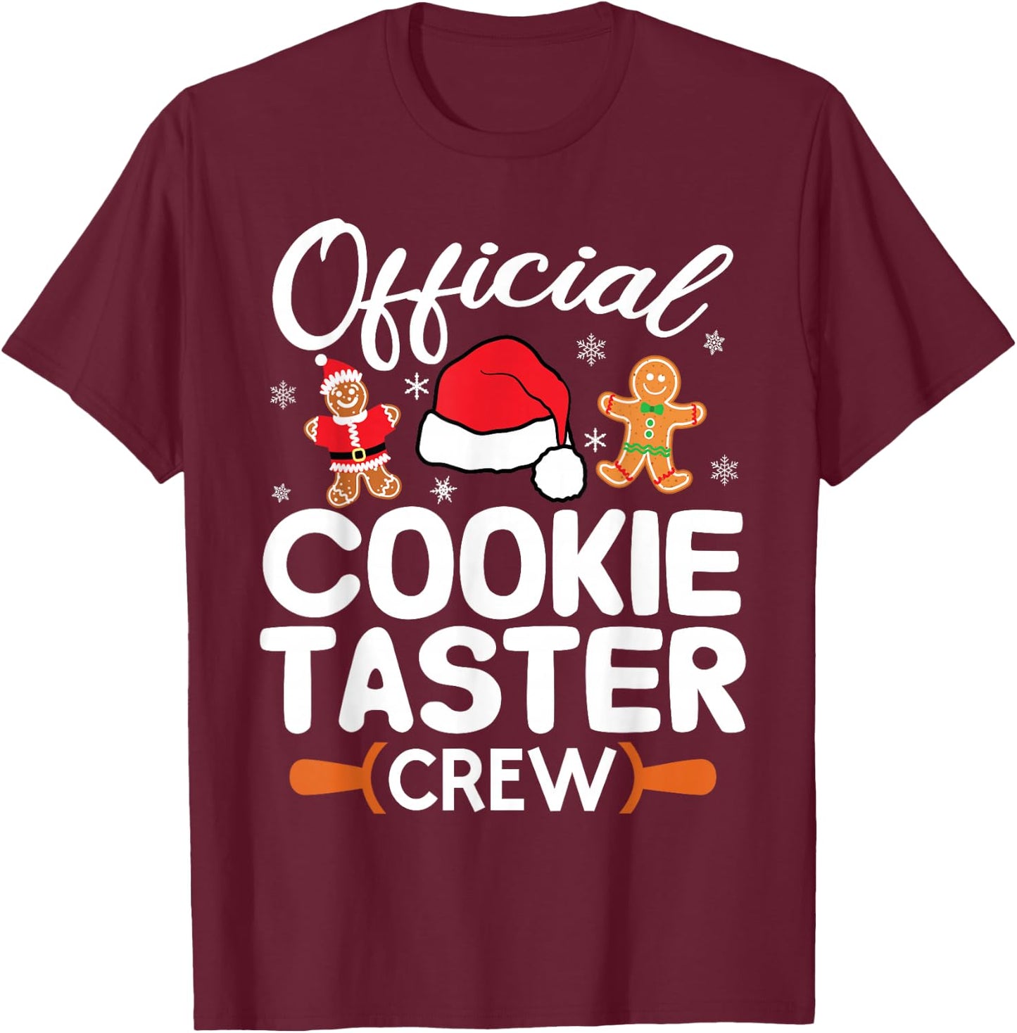 Funny Christmas Official Cookie Taster Crew Baking Team Xmas T-Shirt - T-Shirt | Maroon