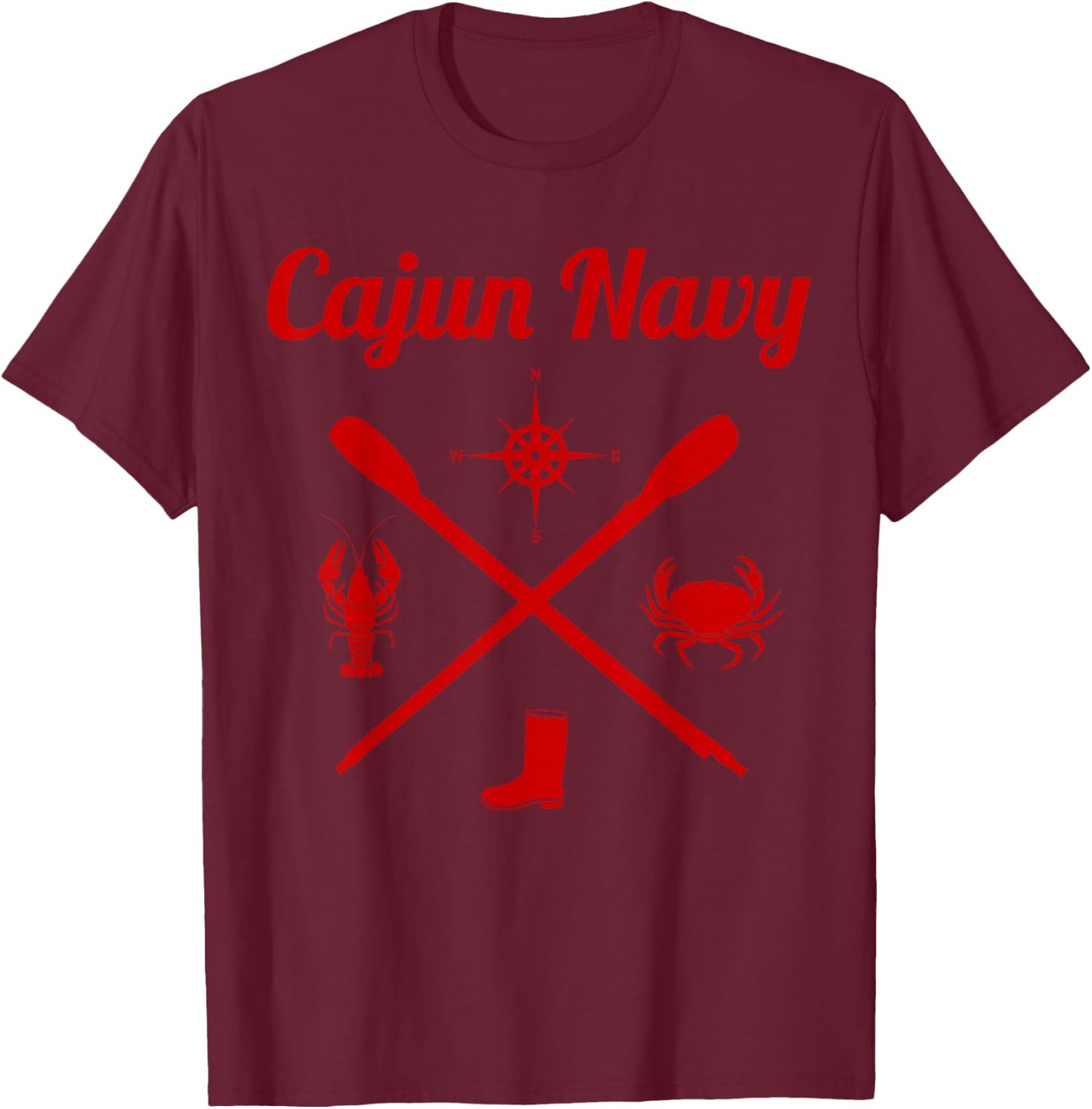 Cajun Navy Paddle Cross T-Shirt - T-Shirt | Maroon