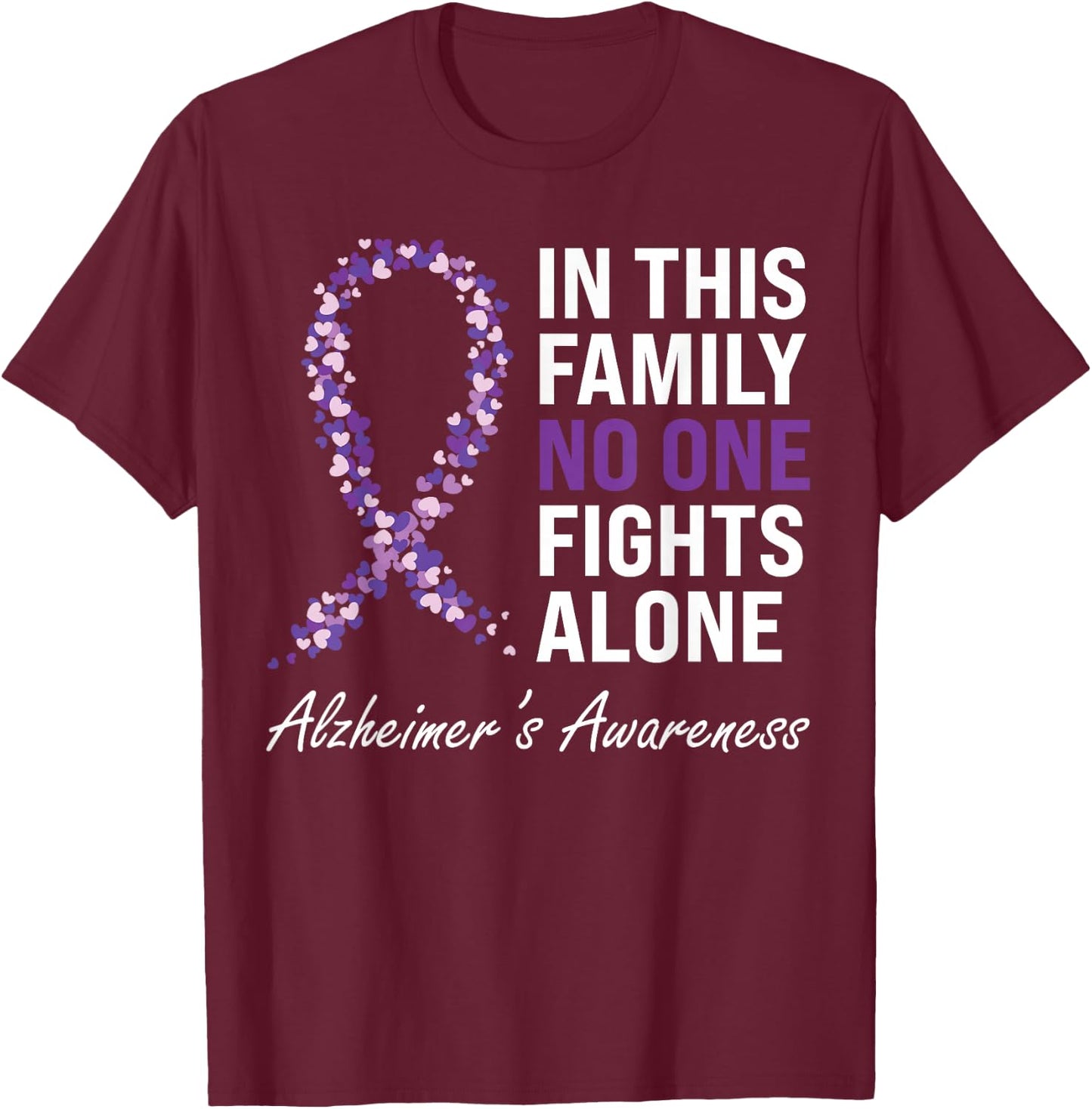 Alzheimer's Awareness Purple Ribbon Dementia Mom Dad Grandpa T-Shirt - T-Shirt | Maroon