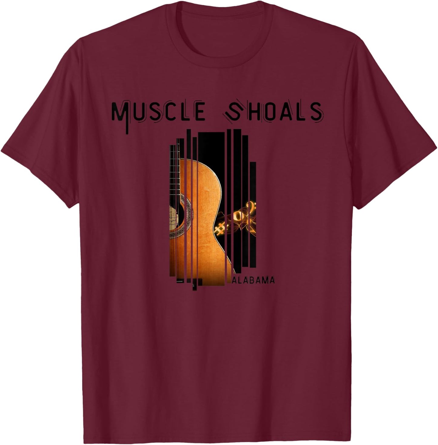 Muscle Shoals Alabama AL Distressed Grunge Text Music City T-Shirt - T-Shirt | Maroon