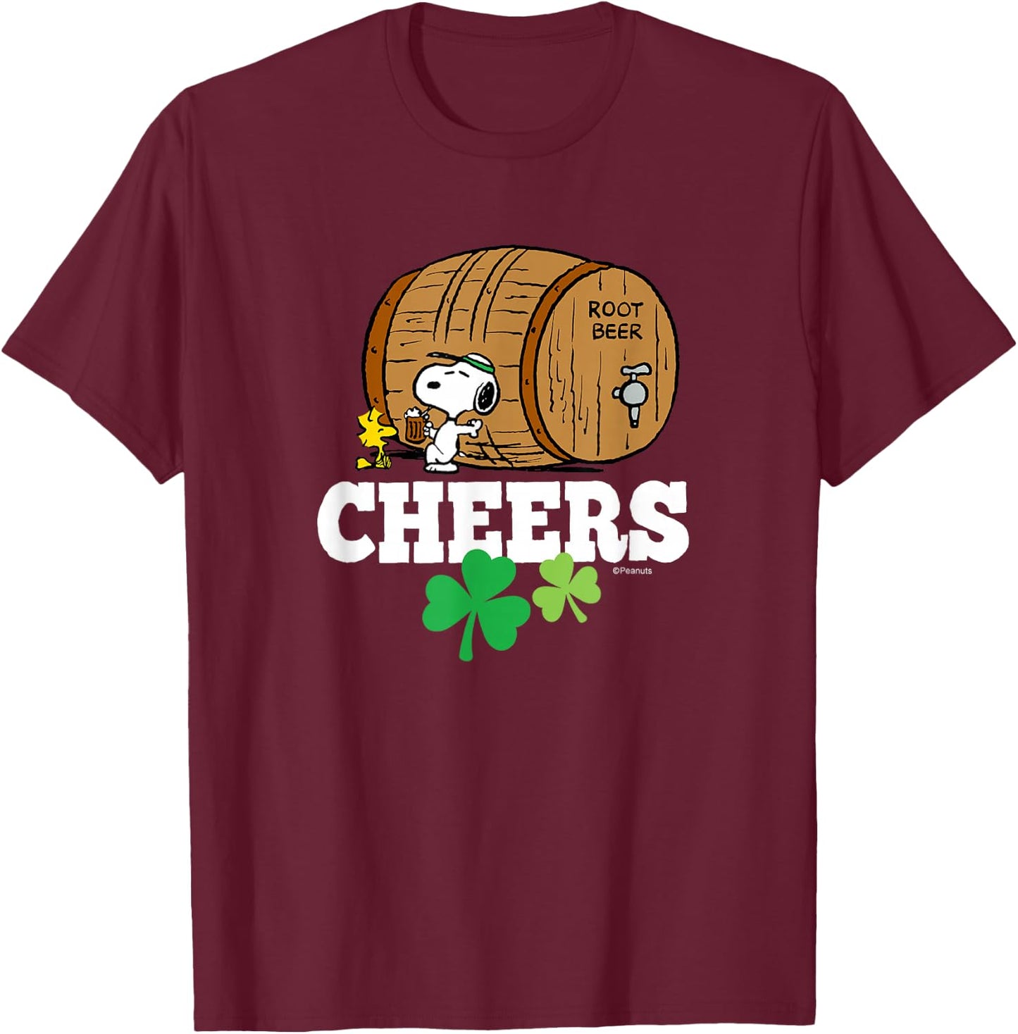 Peanuts - St.Patricks - Cheers To Root Beer T-Shirt - T-Shirt | Maroon