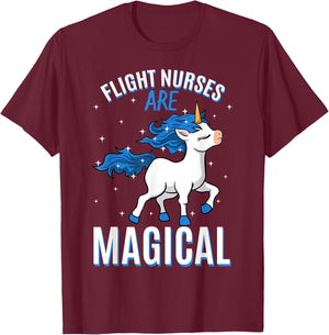 Flight Nurses Are Magical Unicorn Job Aeromedic Profession T-Shirt - T-Shirt | Maroon
