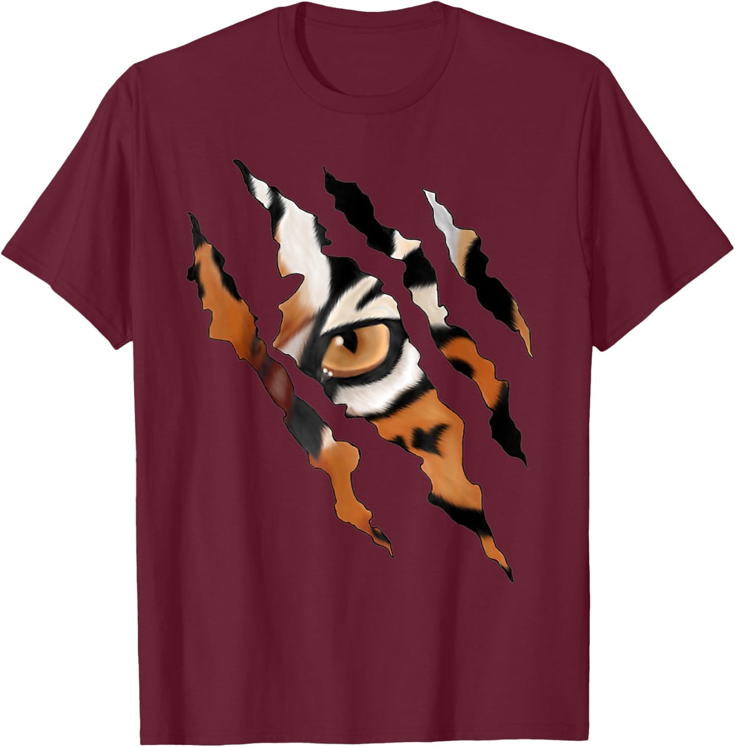 Fearless Tiger Cat Eye Claw Women Girls Kids T-Shirt - T-Shirt | Maroon