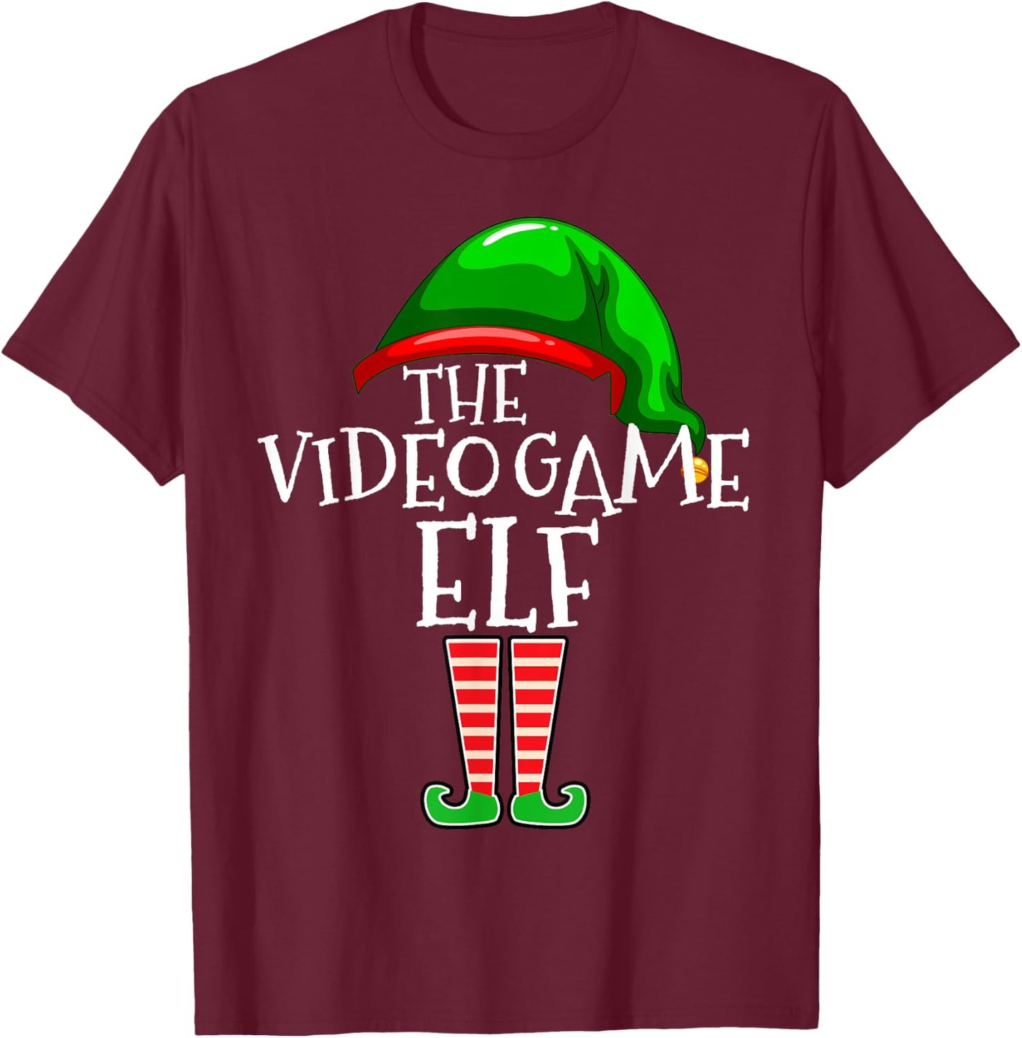Video Game Elf Group Matching Family Christmas Gamer T-Shirt - T-Shirt | Maroon