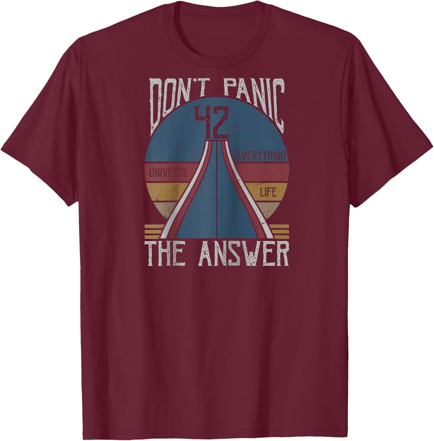 42 Answer to Life The Universe And Everything Don't Panic Raglan Baseball T-Shirt - T-Shirt | Maroon