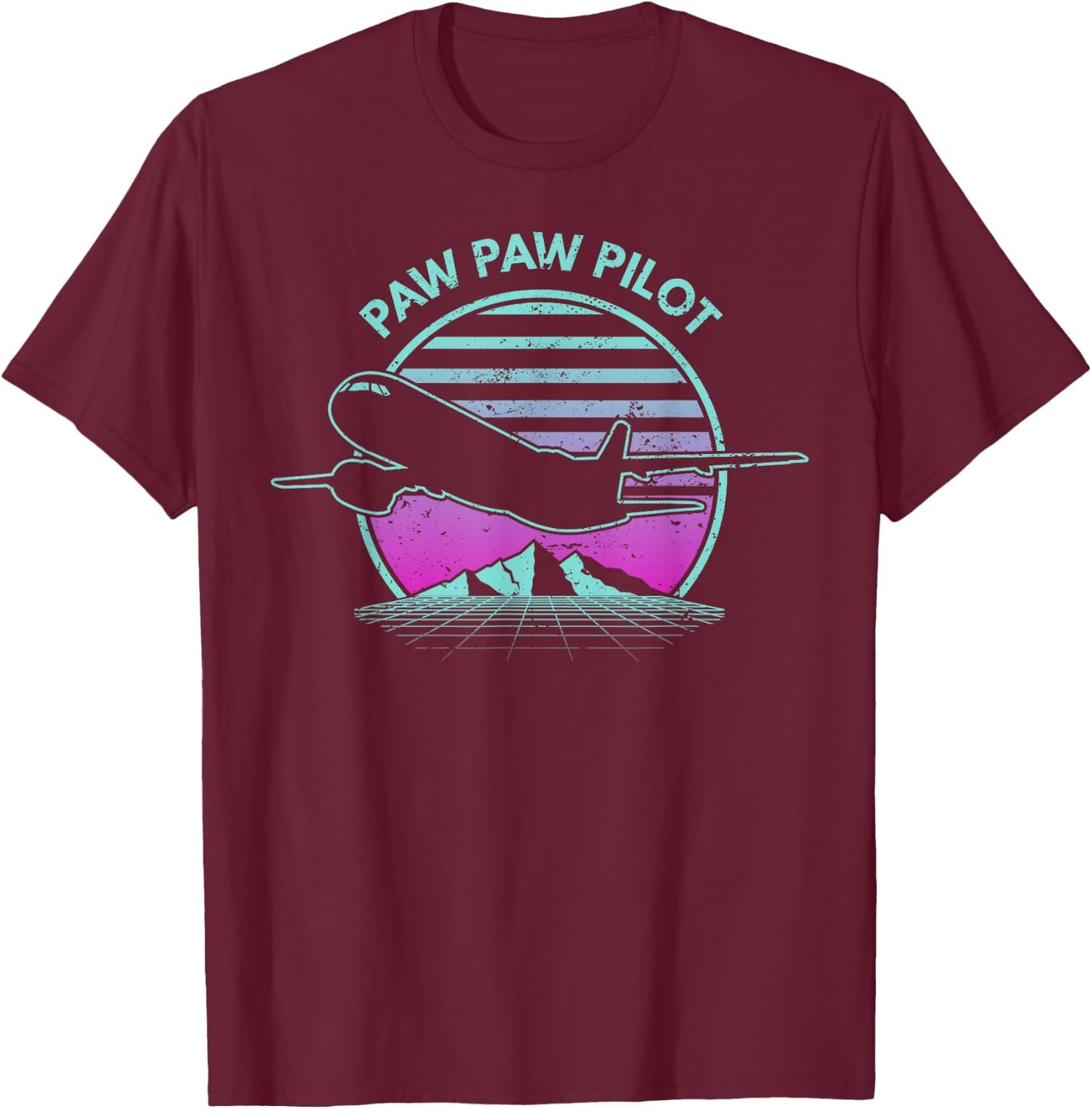 Paw Paw Pilot Father's Day Retro Pilot Aviation T-Shirt - T-Shirt | Maroon