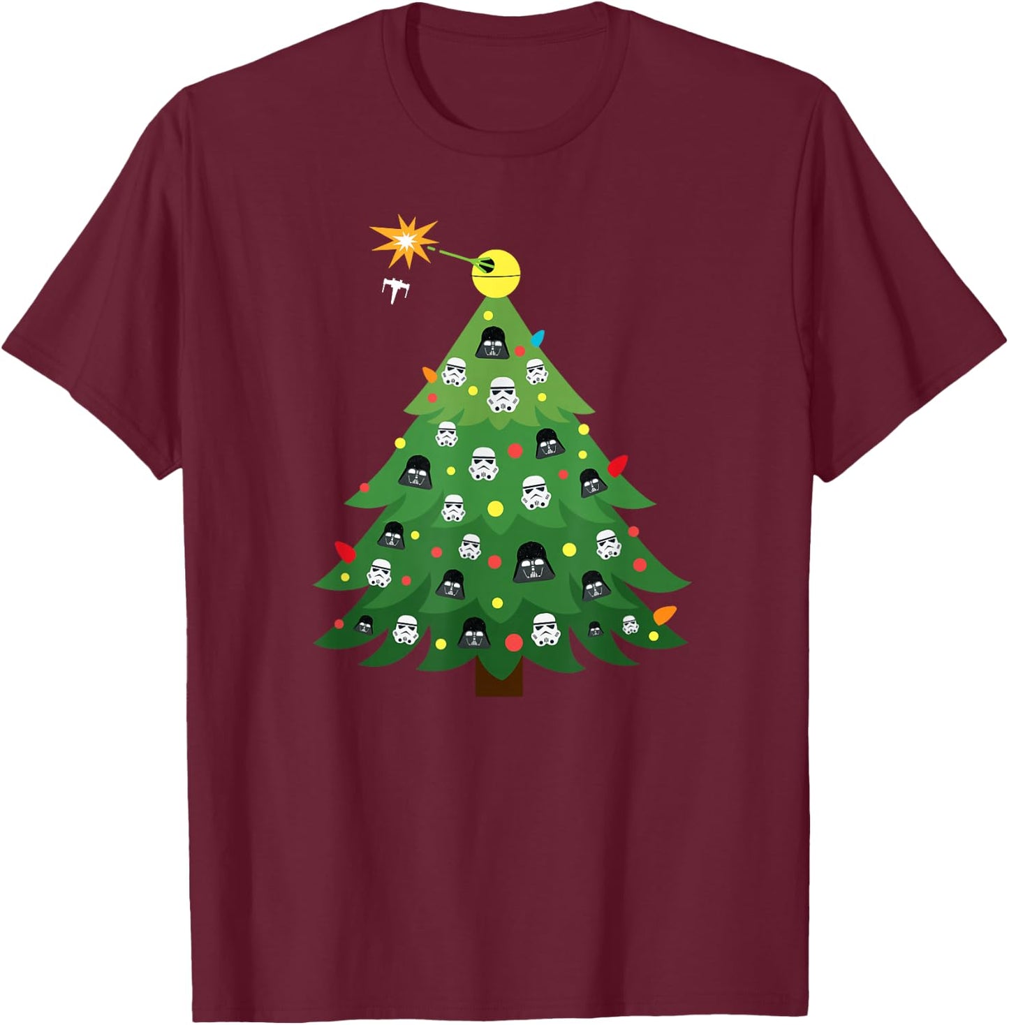 Star Wars Imperial Christmas Tree Holiday T-Shirt - T-Shirt | Maroon