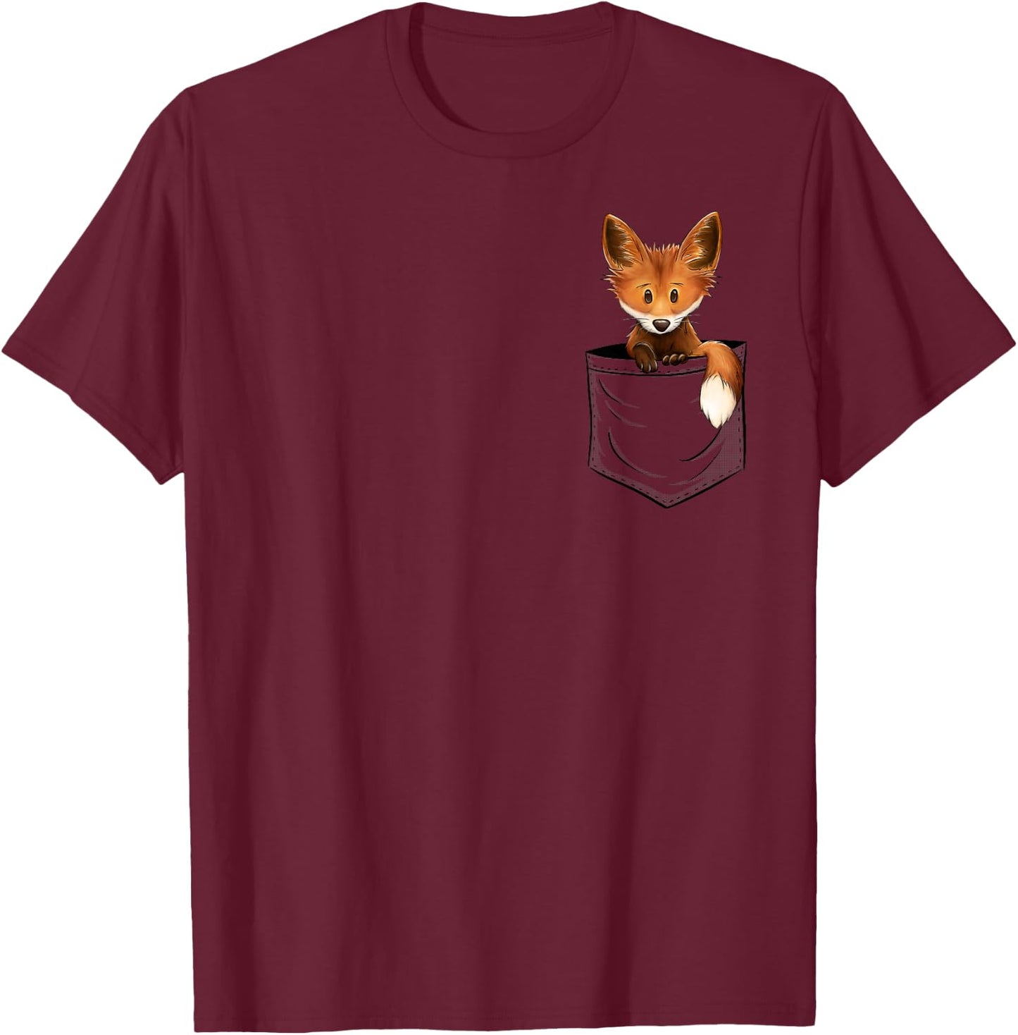 Cute Little Funky Fox In Your Pocket T-Shirt - T-Shirt | Maroon