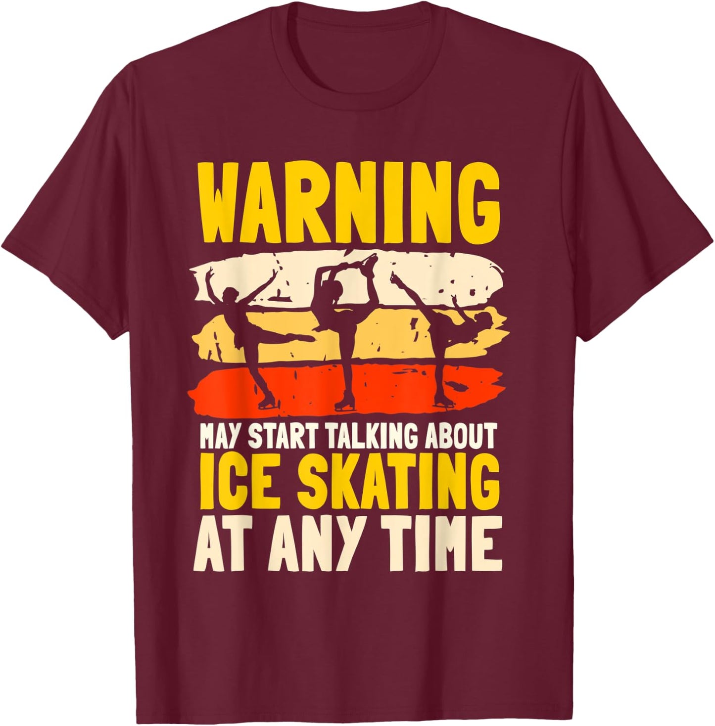Ice Skating Retro Vintage Ice Skates Skating Sport T-Shirt - T-Shirt | Maroon
