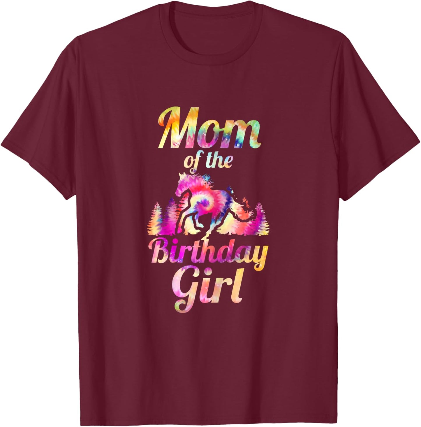 Mum of the Birthday Girl Horse T-Shirt - T-Shirt | Maroon