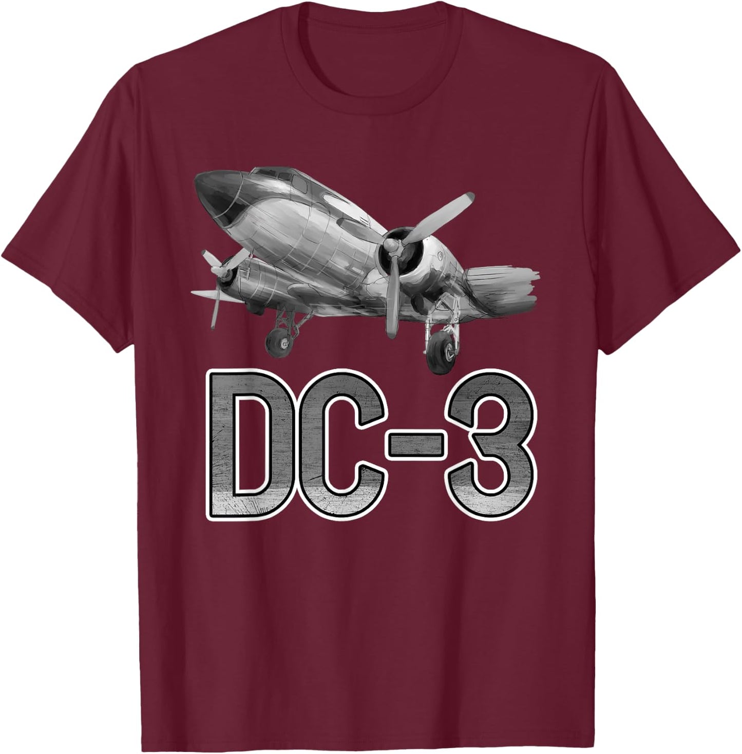 Vintage DC-3 Airplane Funny Aircraft Plane Lover Outfit Men T-Shirt - T-Shirt | Maroon