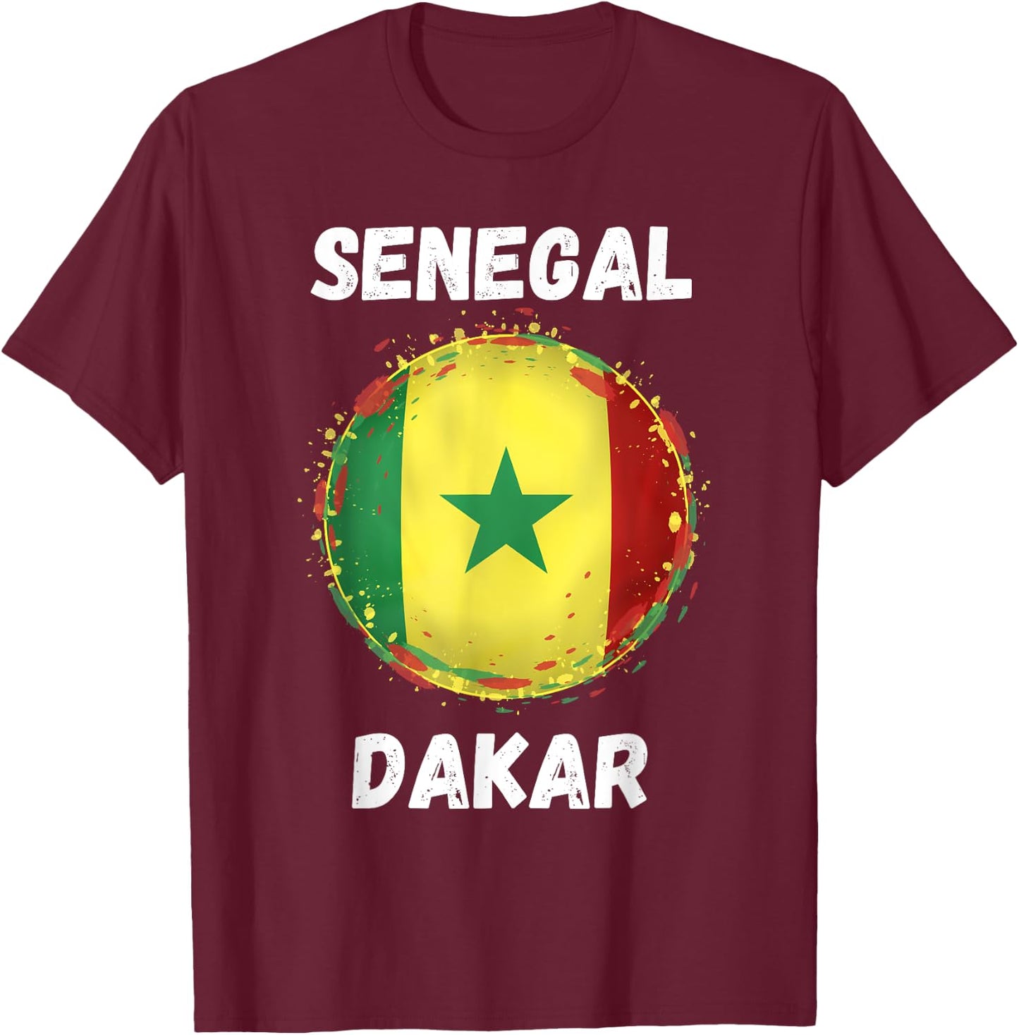 Dakar Senegal Retro Vintage Senegalese Flag Souvenirs T-Shirt - T-Shirt | Maroon