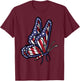 US American Flag Butterfly Memorial Day 4th July Of Patriot T-Shirt - T-Shirt | Maroon