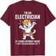 Funny Electrician Cat Skeleton Humor Electrical Worker. T-Shirt - T-Shirt | Maroon
