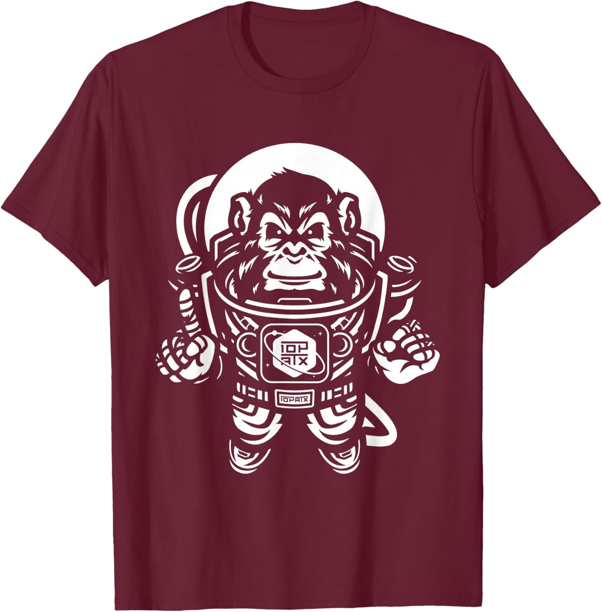 Ape Astronaut in Space - 10th Planet Austin Jiu Jitsu Shirt T-Shirt - T-Shirt | Maroon