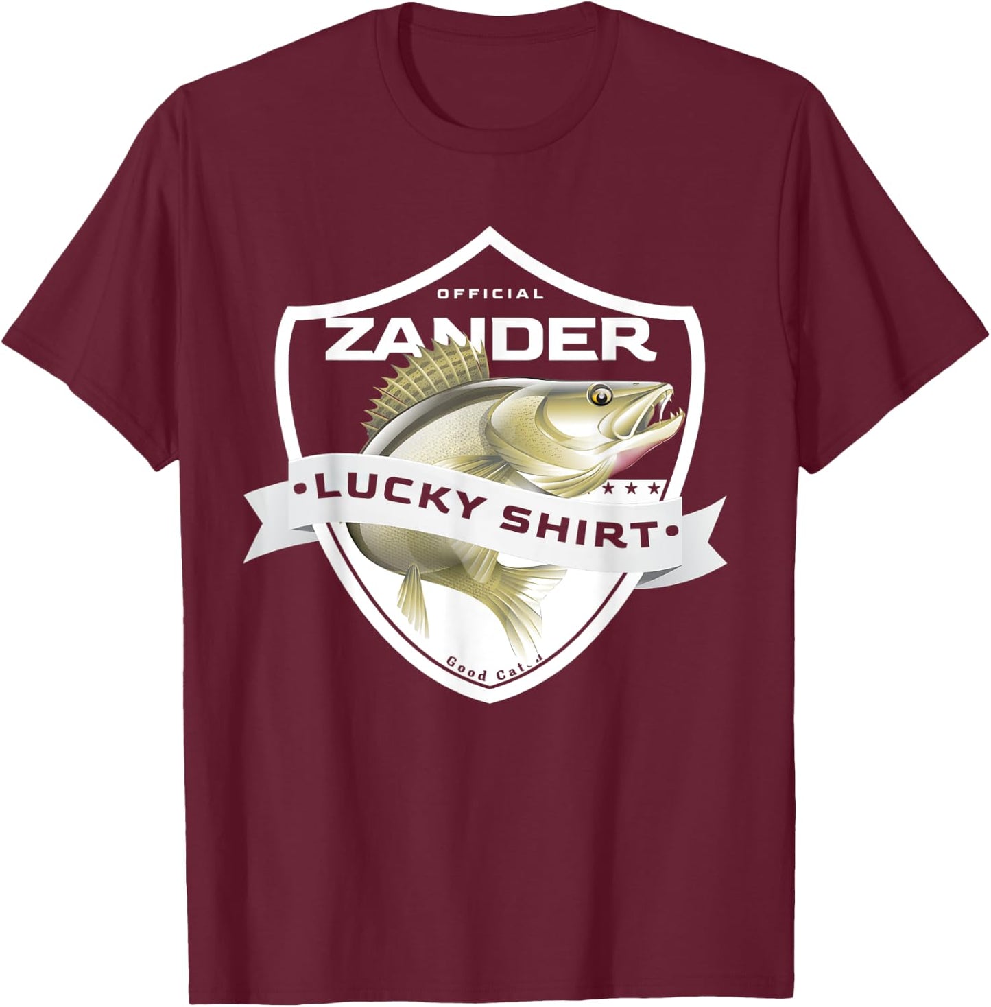 Pikeperch Lucky Shirt Funny Accessories to Zander Fishing T-Shirt - T-Shirt | Maroon