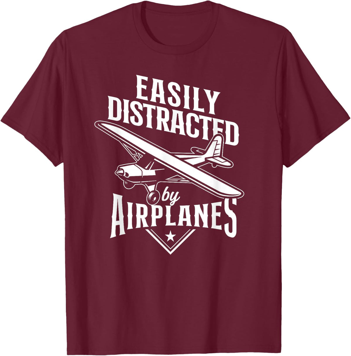 Commercial Aircraft Aviation Plane Pilot HD0 -Adults, -Kids Black Vintage Small Easily Distracted By Airplanes T-Shirt - T-Shirt | Maroon