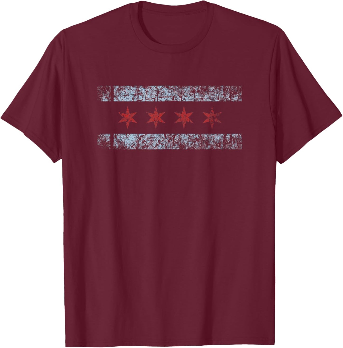 Chicago Flag Retro Windy City Graphic T-Shirt - T-Shirt | Maroon