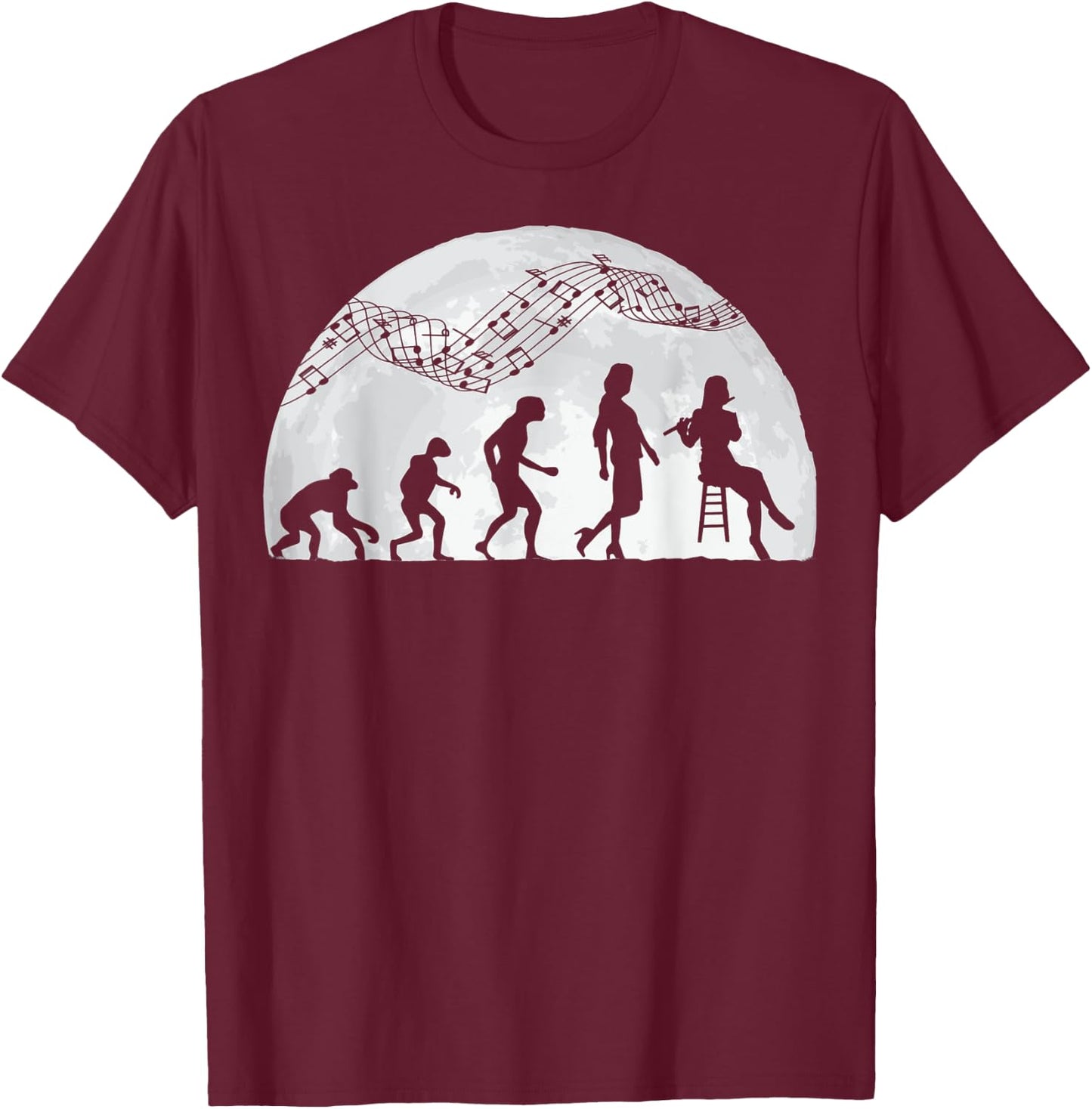 Flute player evolution flutist classical music T-Shirt - T-Shirt | Maroon