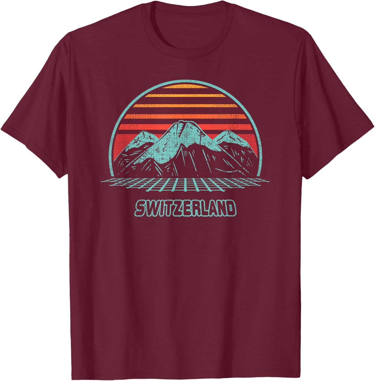 Switzerland Retro Vintage 80s Style T-Shirt - T-Shirt | Maroon