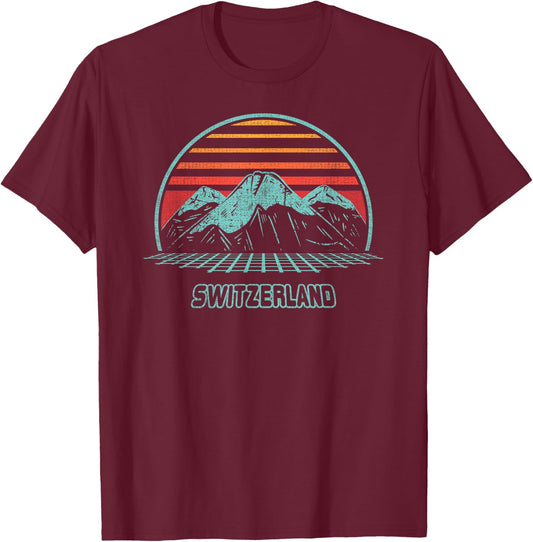Switzerland Retro Vintage 80s Style T-Shirt - T-Shirt | Maroon
