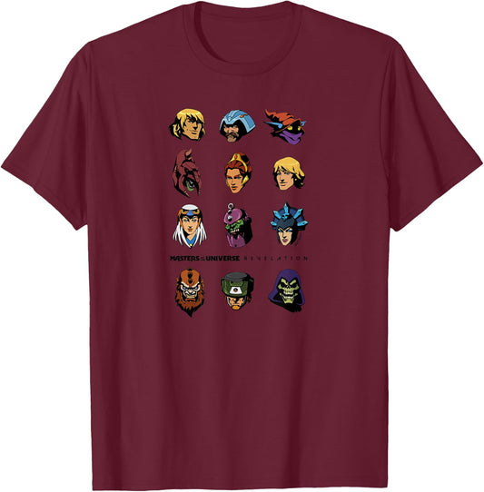 Masters of The Universe: Revelation - Character Faces T-Shirt - T-Shirt | Maroon